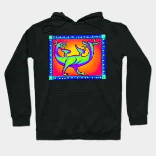 Weird Medieval Two Headed Dragon Frank 90's Retro Art Style Hoodie